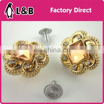 New models custom zinc alloy metal botton with glass stone