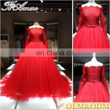 high quality wedding dress new unique real sample fashion red ball gown 2017