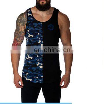 gym singlet made of solid and striped fabric men's sports singlet type...CAMOUFLAGE TANK TOP