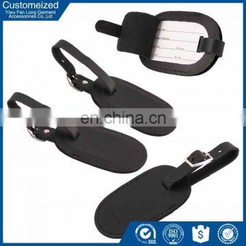 High quality black leather luggage tag with insert