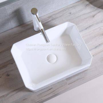 Good sale ceramic white color sanitary ware bathroom table installtion factory wholesale square new table wash basin