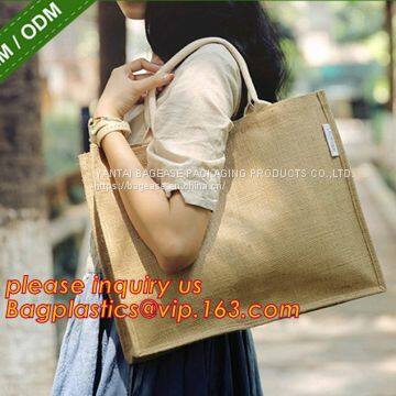 Custom eco friendly waterproof tote shopping jute pouch bag burlap linen packing gift bag with logo print bagease packag