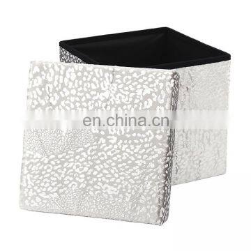 Customized Home Furniture Foldable Storage Ottoman Folding Step Stool Living Room Pouf photo-2