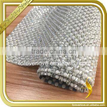 Hotfix glue sheets diamond net white ceramics crystal rhinestone mesh 24*40cm FRM-219