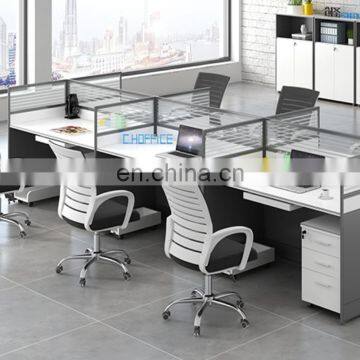 Used Office Partition Wall, Modern 4 Person L Shape Glass Partition Office Partition