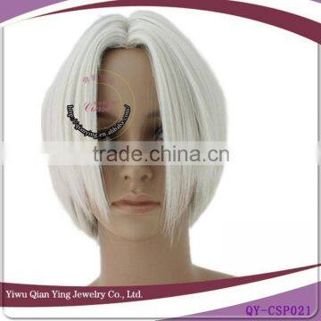 white short straight synthetic cosplay male hair wig