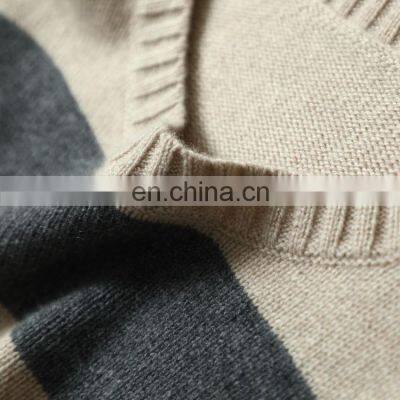 Striped Oversize Pullover Fall Winter Warm Cashmere Wool Sweaters for Women photo-3