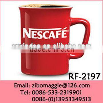 Square Shape Colored Nescafe Designed Ceramic Promotional Coffee Mugs Wholesale