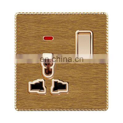 Type 86 Universal Standard 3-Pin Wall Switch Socket With Noen Light  Thick Solid Wood Panel Sockets And Switch Electrical 16A