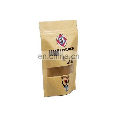 Factory wholesale snack food packaging doypack stand up pouch with clear window and zip lock kraft paper bag