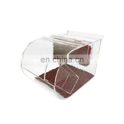 Retail candy store plastic wall mounted bulk sweet dispenser slatwall acrylic candy bins