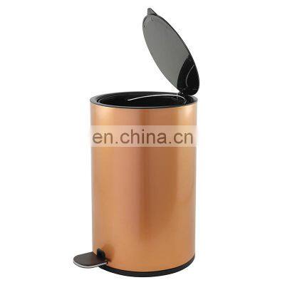 8L 12L Thin Lid Pedal Bin Bathroom Decorative Foot Pedal Bin Without Handle Indoor Soft Close Metal Waste Bin photo-3
