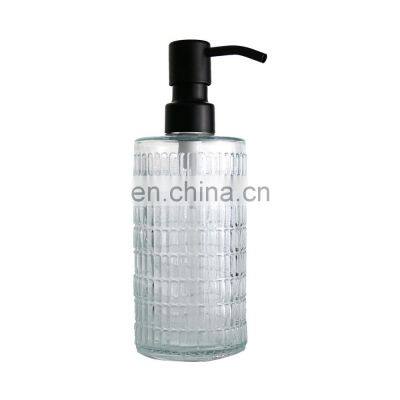 New Item 420ml Glass Bottle With 304 Stainless Steel Lotion Pump New Pattern Glass Bottle Manufactory Factory From China