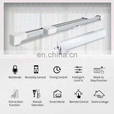 Remote Control Wifi Smart System Drapery Ceiling Mount Brackets Aluminium Motorized Electric Curtain Track photo-3