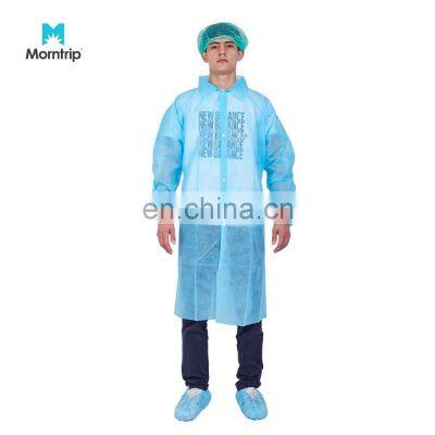 Blue Non Woven Polypropylene Lightweight Disposable Long Sleeve Doctor Lab Coat