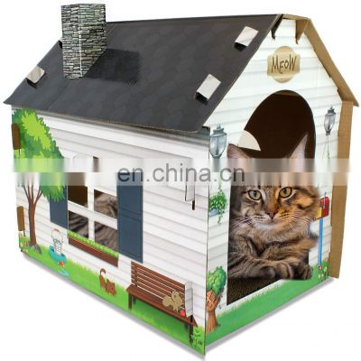 Eco-Friendly Cardboard Cute Pet Scratcher House Removable Cat Shelter Large Indoor Storage Cat Cardboard House