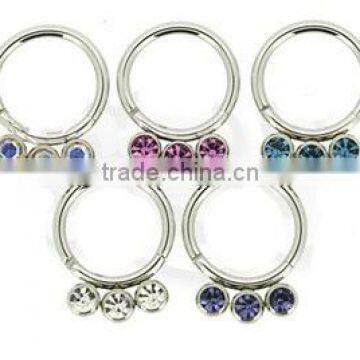Circle CZ 316L Surgical Steel Septum Clicker Nose Piercing Body Jewelry