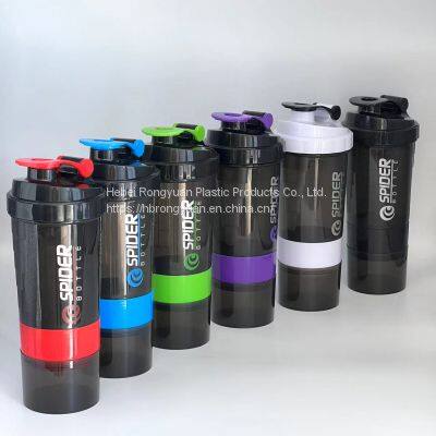 Custom Logo Gym Protein Shaker Bottles Water With Scale Cup Plastic Powder Shakers Sport Water Bottles 700ml With Mixer Ball