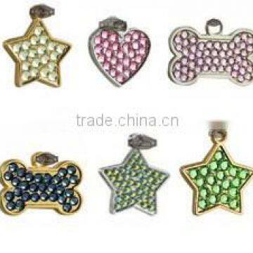 customized star shaped rhinestone crystal pet ID tag for necklace