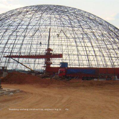 Large Span Structural Space Frame Curved Steel Roof Cement Plant Storage Shed Coal Storage Shed