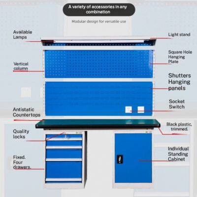 Laboratory Workbench | Modular Science Lab Station with Power Outlets & Storage / HN-LW03 / Precision Tech Workstation for R&D Center