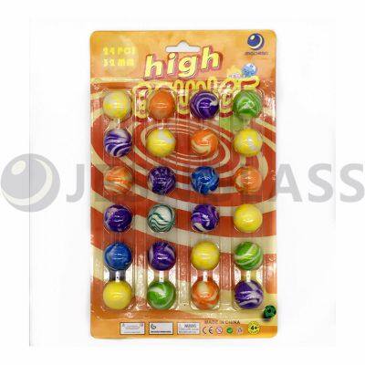 Hot Sale 24pcs 32MM High Bouncy Ball Children's Toy Rubber Balls Blister Card Package