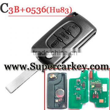 High Quality 3 Button Remote key For Citroen Flip key 0536 HU83 blade