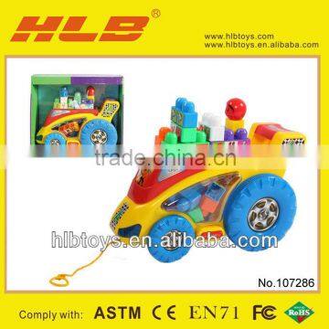 BO Buliding Block Car with Light and Music,Pull Line Car with blocks