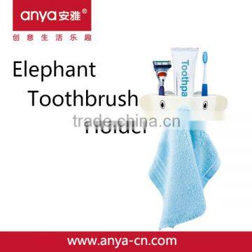 D709 Creative & Exquisite Lovely Desgin Elephant Shape Hanging Toothbrush And Toothpaste Plastic Holder set