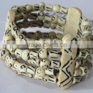 Stackable Bone Gothic Bracelet Stretch Wooden Bangle