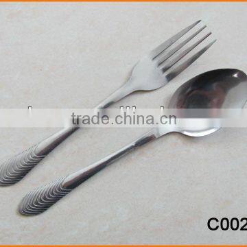 C002 Water Polish 1.0mm Stainless Steel Spoon and Fork