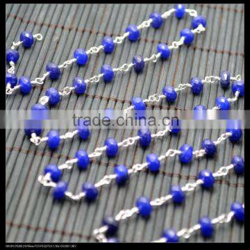 LFD-0015C ~ Wholesale Silver Plated Wire Wrapped Blue Stone Chain Beaded Jewelry Finding photo-4