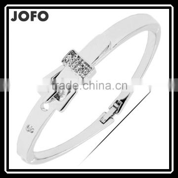 Jofo Brand High Quality Fashion Alloy Silver Tone Crystal Belt Buckle Bangle Bracelet