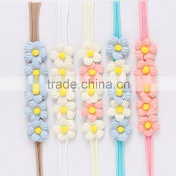 Fancy newborn baby elastic fabric flower headband for girl