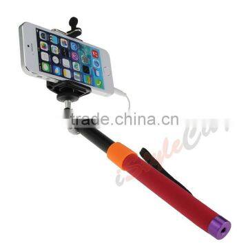 Cable Connect Selfie Stick Wired Free Charge Monopod