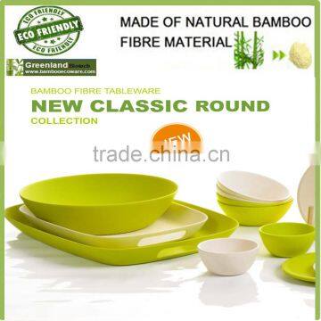 green food safety natural bamboo fibre biodegradable tableware dishes plate bowl, dinner set