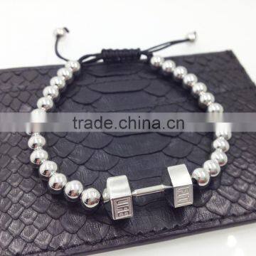 2016 elastic adjustable stainless steel charm fit life dumbbell bracelet