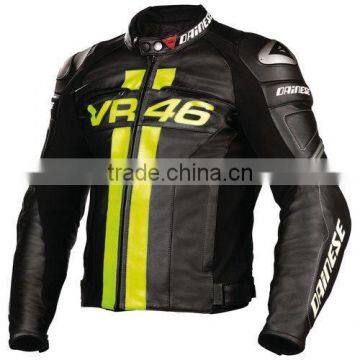 Custom made leather jacket/fashion leather jacket/Men Motorbike racing Leather Jacket/Motorcycle Biker Jacket/WB-MB-DN-VR46