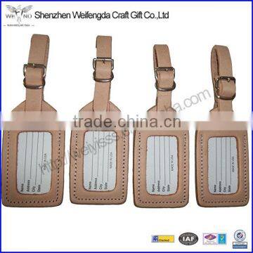 custom PU genuine leather luggage tag travel ID lable wholesale 2015 with stitching