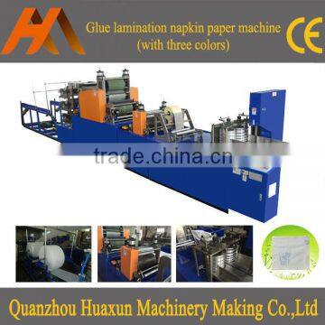 Automatic embossing serviette tissue printing interfold square napkin paper processing machine