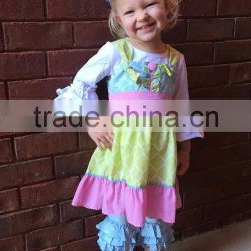 Little Girls Ruffle Tunic Top Long Sleeves Boutique Wholesale Children's Fancy Top Pant Set Tunic Top With Matching Ruffle Pant photo-4