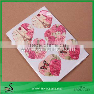 Sinicline OEM Wholesale Heart Shape Paper Sticker With Coloful Logo Printed photo-2