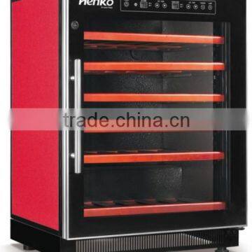 red wood grain compressor wine refrigerator