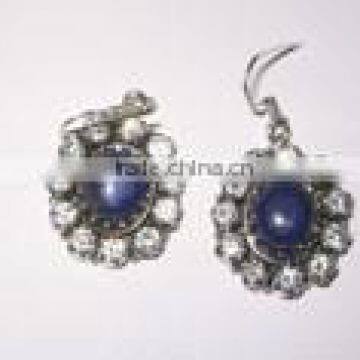 Cubic Zircon and Lapis Earring