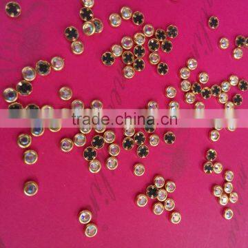 500pcs 3mm Glass Gems Stone Nail Jewelry With Gold Metal Ring photo-2