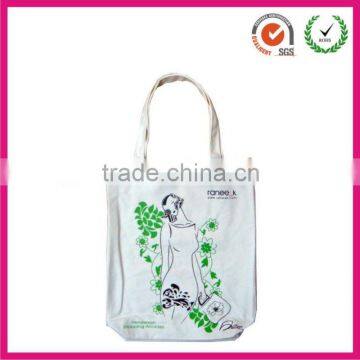 2013 hot selling nature reusable white canvas bag (factory)