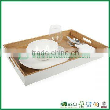 Bamboo serving tray with white surface