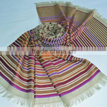 Wool Silk Stripe Scarves in trendy patterns