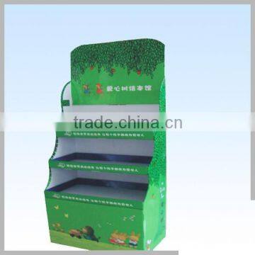 OEM Supermarket Sock 3 Tiers Flooring Cardboard Display Stand