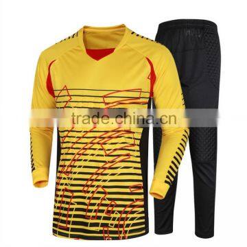 Custom high quality polyester padded yellow goalkeeper jersey